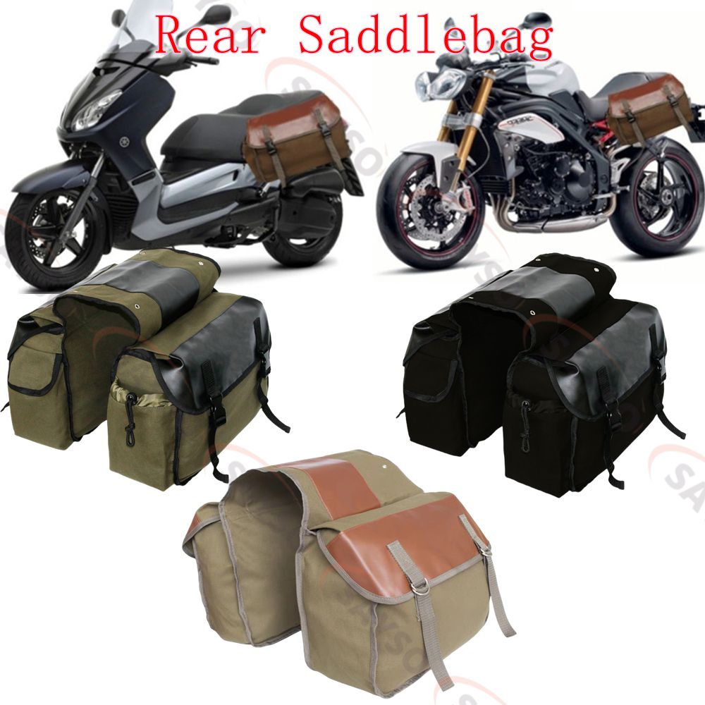 Motorcycle Gear Backpack - Холщовая кожаная задняя седельная сумка для